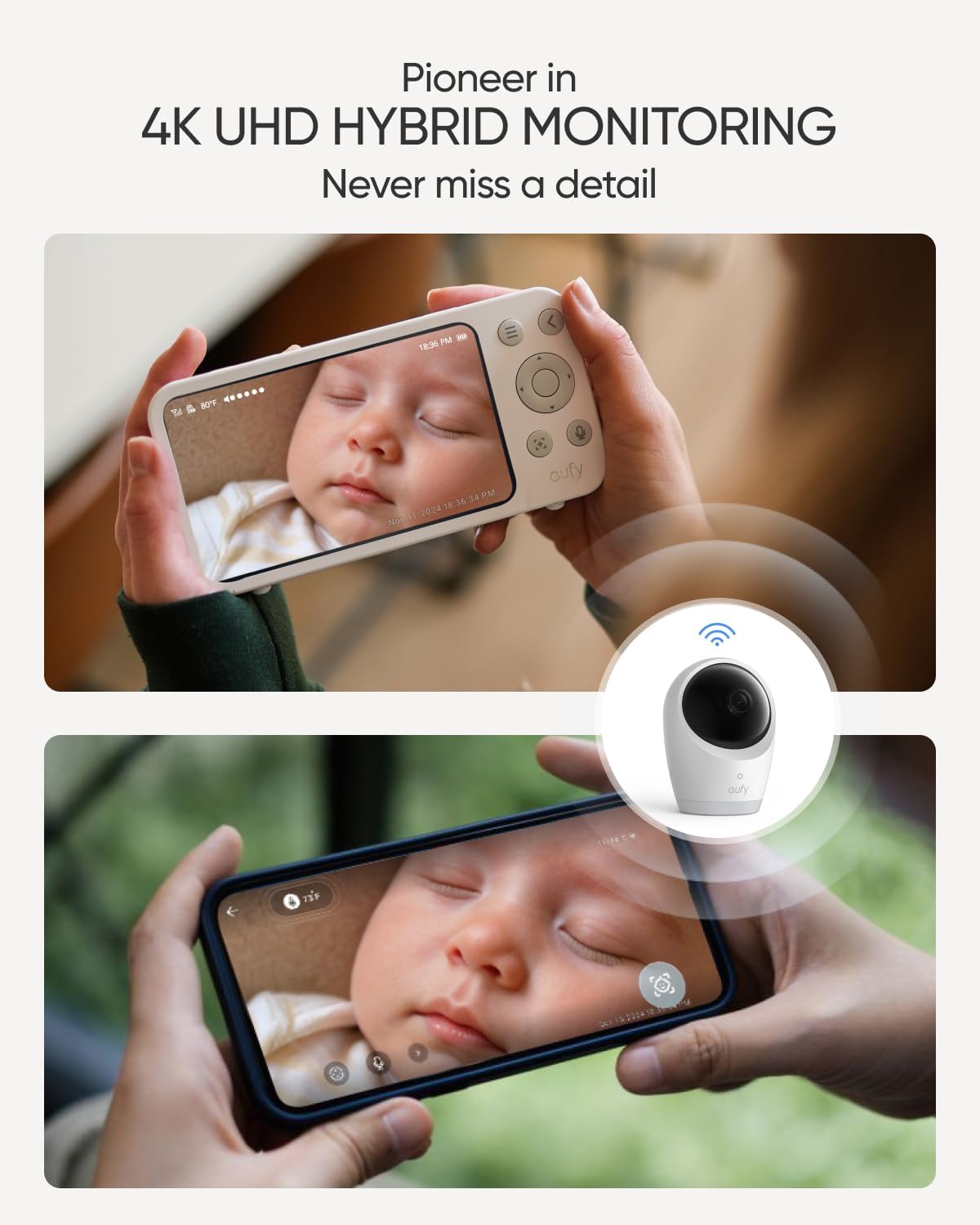Eufy 4K Ultra HD Baby Monitor E21 with Charging Base - Stay Close to Your Little One Anytime, Anywhere