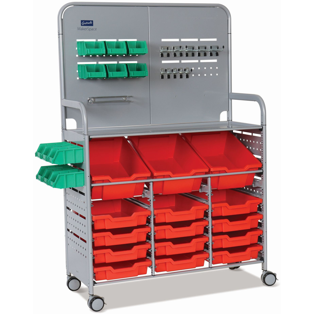 Gratnells Flame Red MakerSpace Cart - Your Ultimate STEM/STEAM Storage Solution