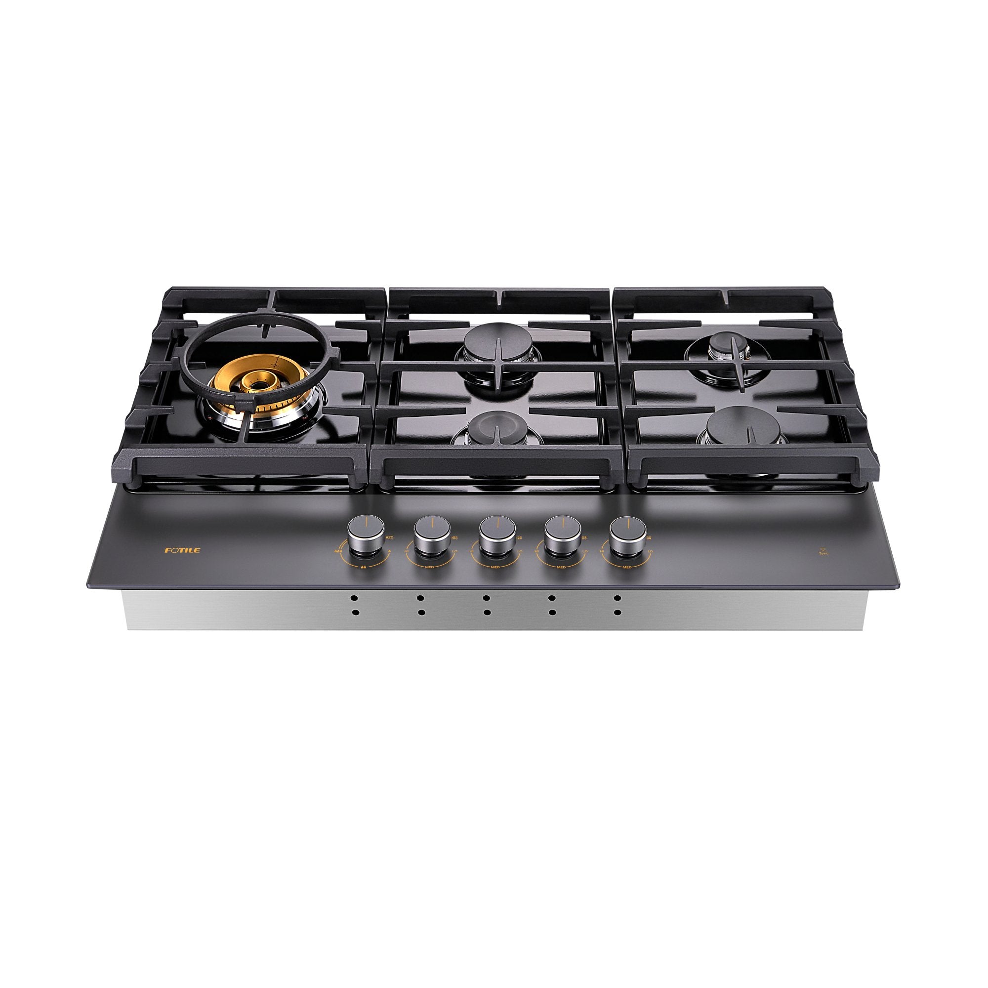 FOTILE GLG36501 36-Inch Anti-Glare Glass Tri-Ring Gas Cooktop with Moonshadow Grey Design