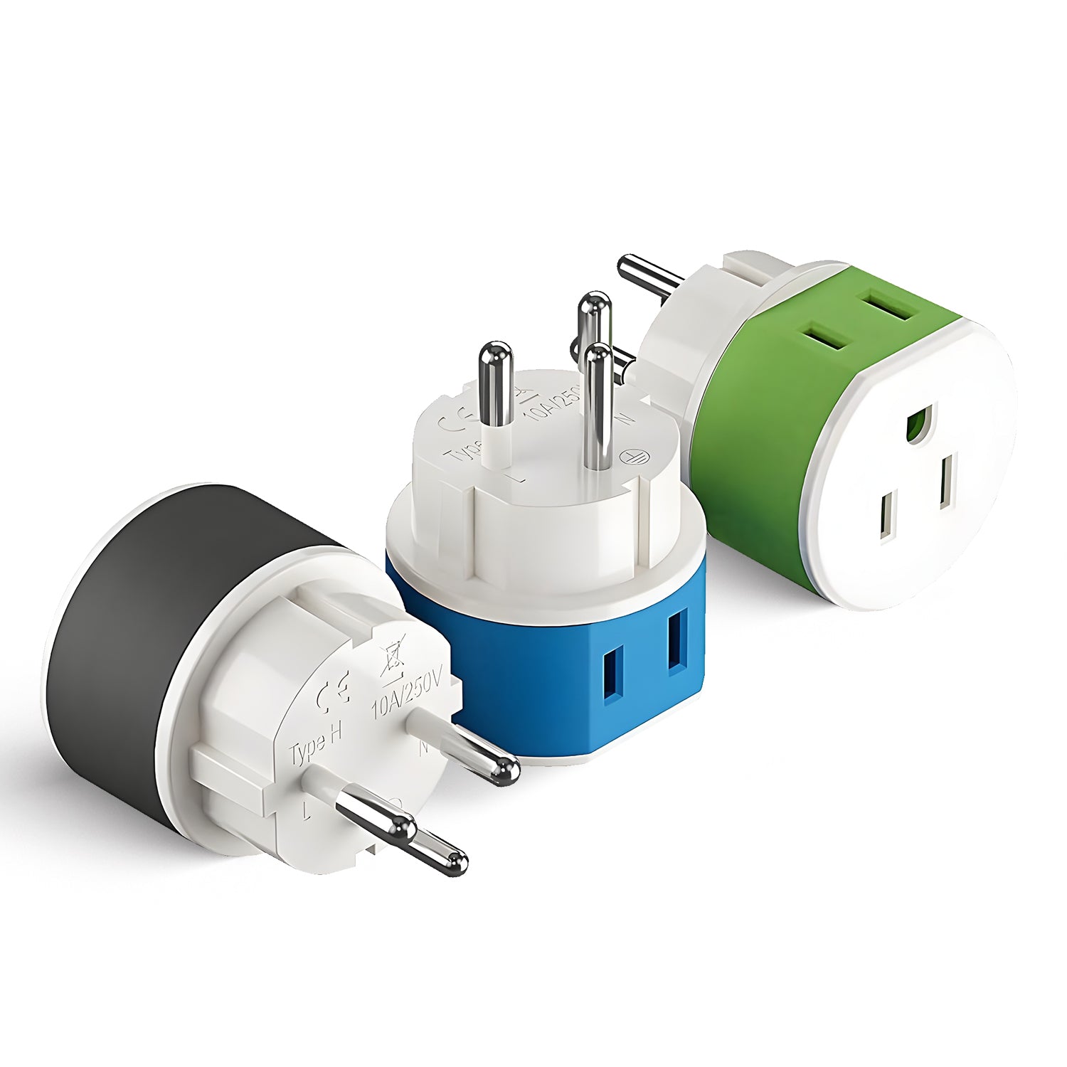 OREI Compact 2-in-1 Travel Adapter for Palestine & Israel - Type H (US-14)
