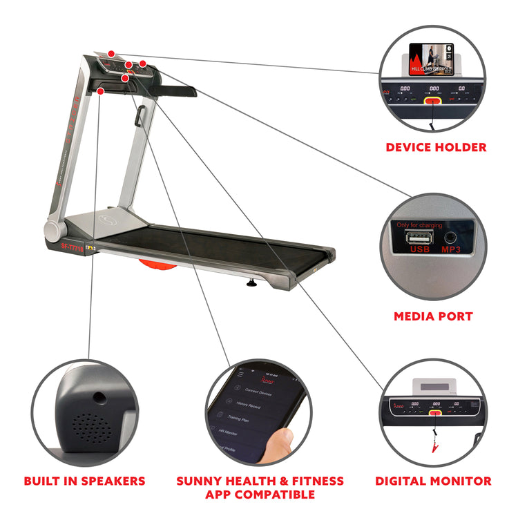 Sunny Health & Fitness 20' Wide LoPro Deck Strider Treadmill - SF-T7718
