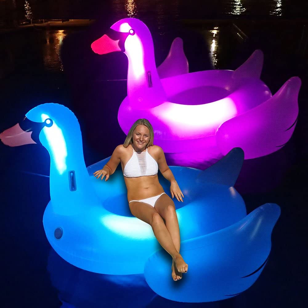 Glamourous LED Light-Up Swan Pool Float