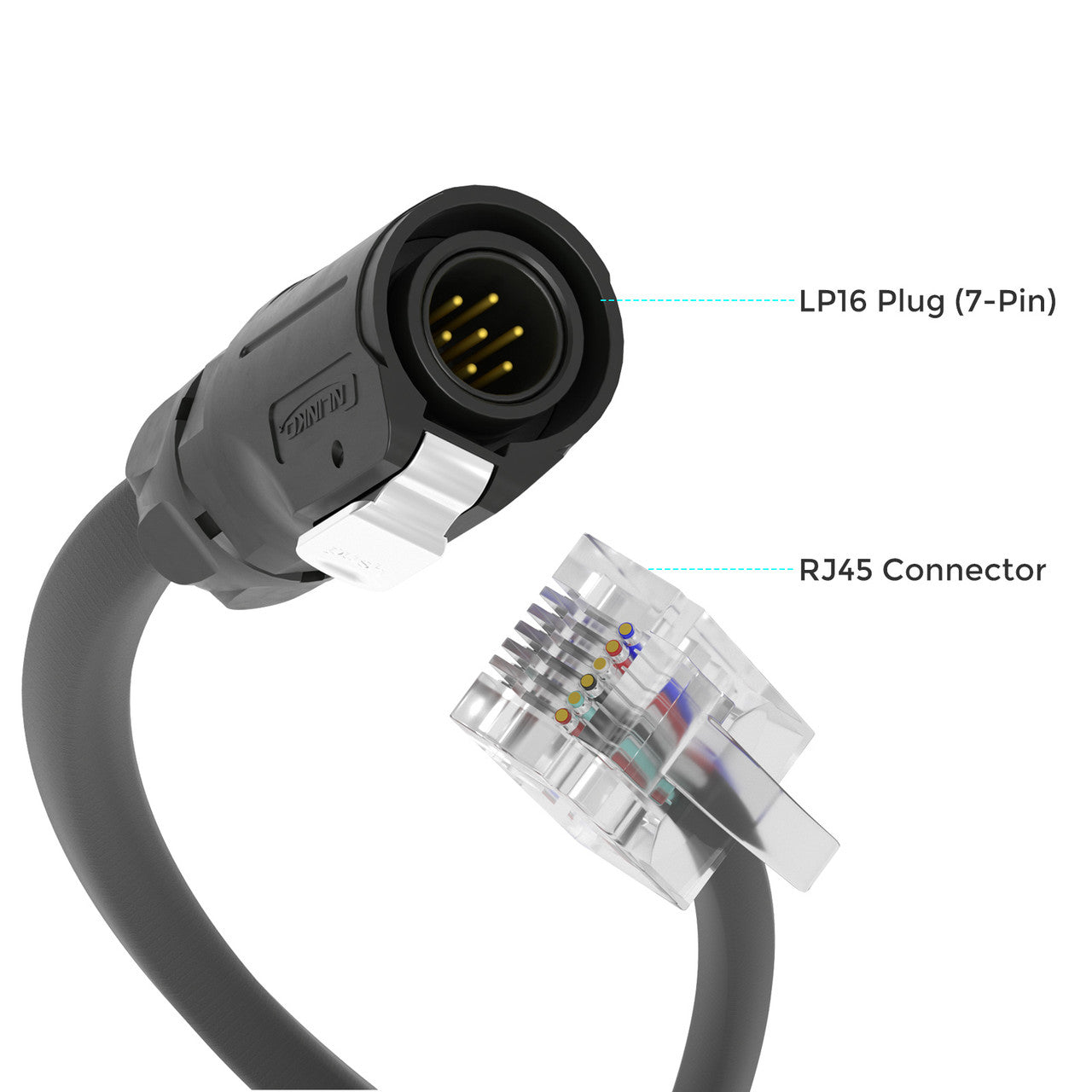 Renogy 20Ft LP16 Plug (7-Pin) to RJ45 Communication Cable - No 12V Power Supply