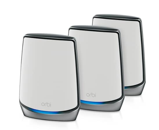 Unleash Blazing Fast 4K/8K Streaming with Orbi Tri-Band WiFi 6 Mesh System (AX6000) - Router + 2 Satellites