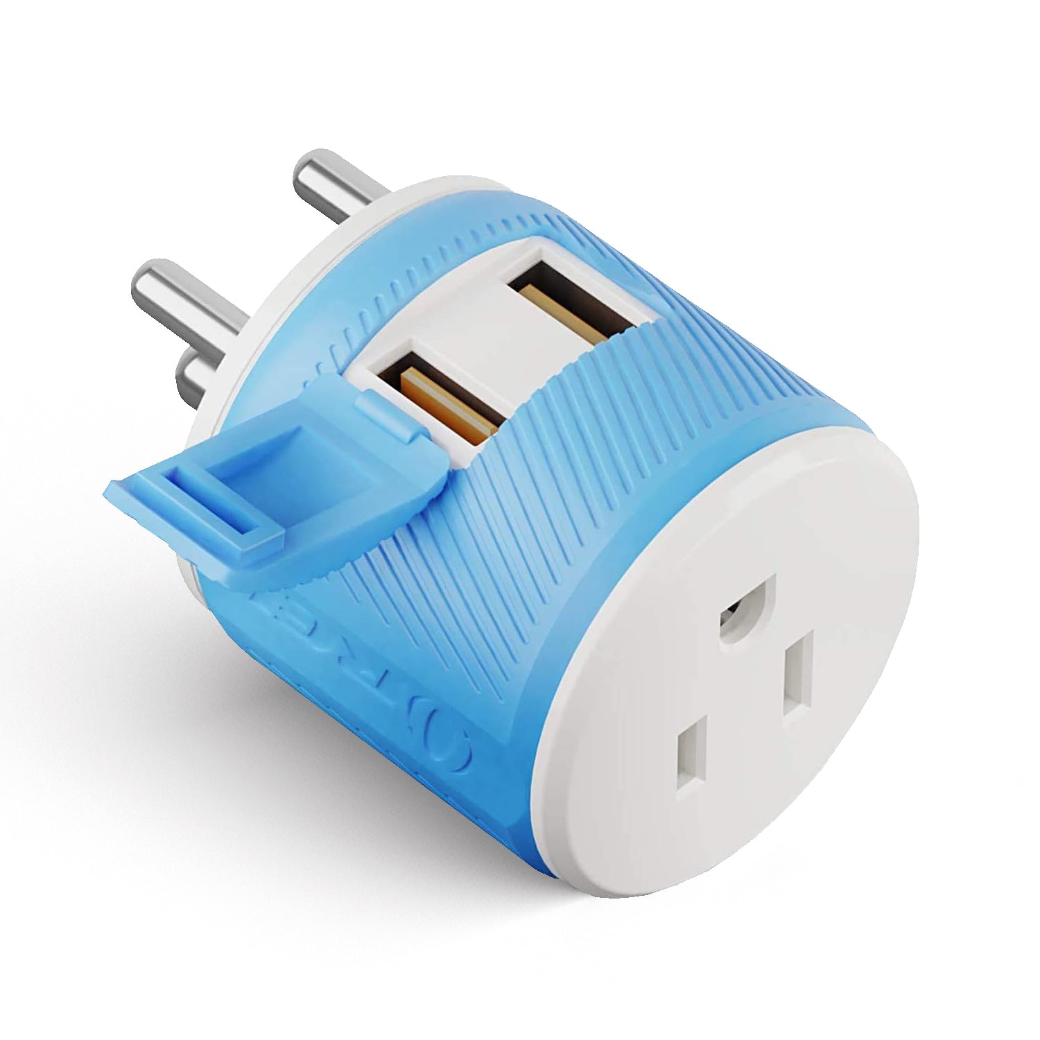 Universal Travel Adapter - 3 in 1 - 2 USB - Compact Design for India & Nepal (U2U-10)