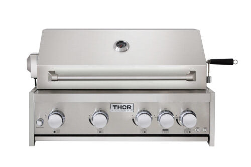 Thor Kitchen 32-Inch 4-Burner Stainless Steel Gas BBQ Grill with Rotisserie