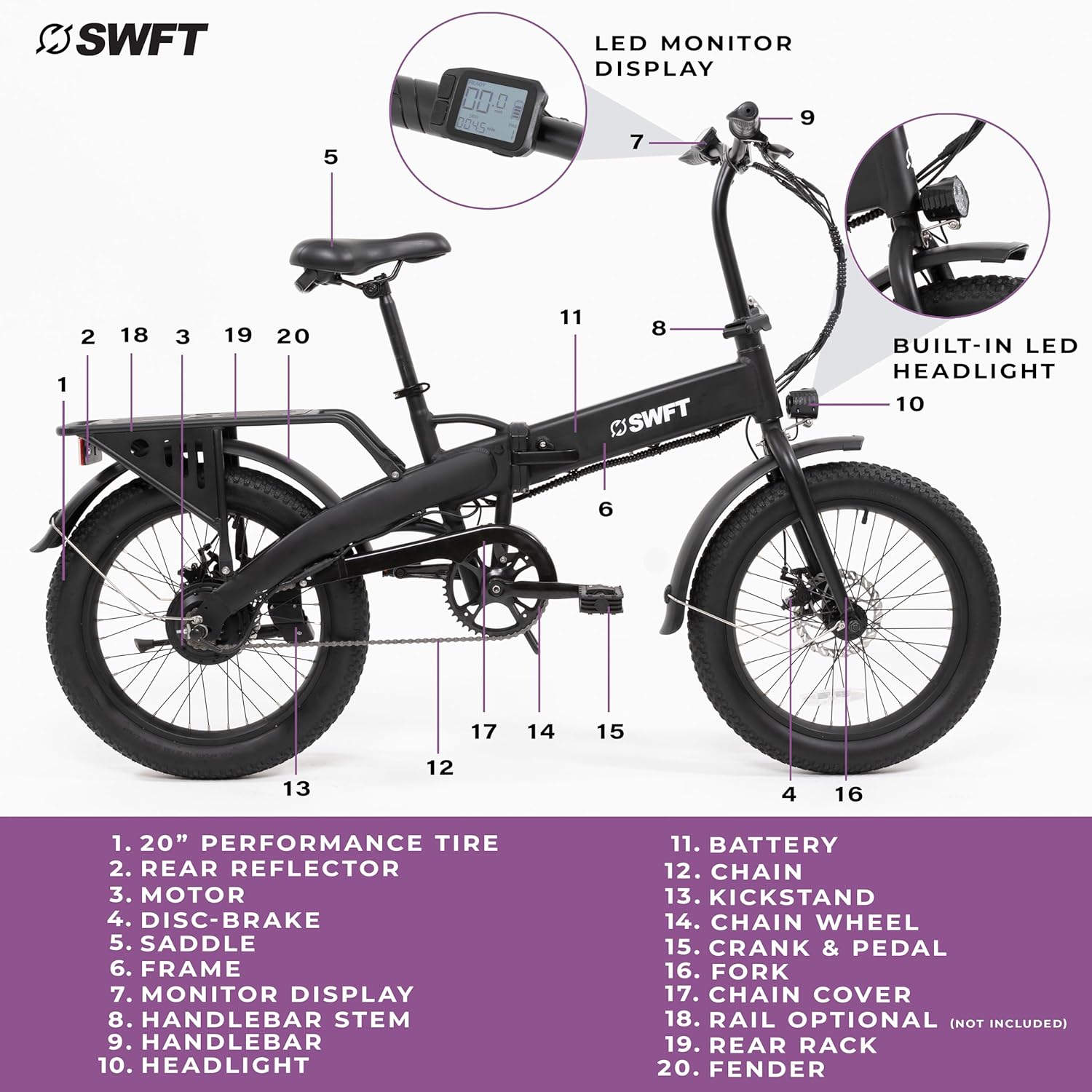 SWFT FX Foldable Electric Bike - Sleek Black