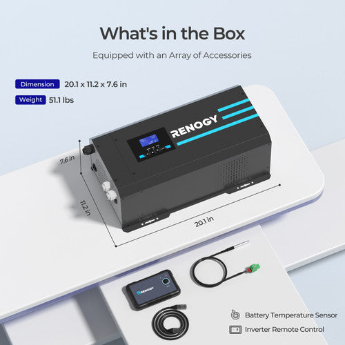 Renogy 2000W 12V Pure Sine Wave Inverter Charger - Adjustable AC Input (NEW)