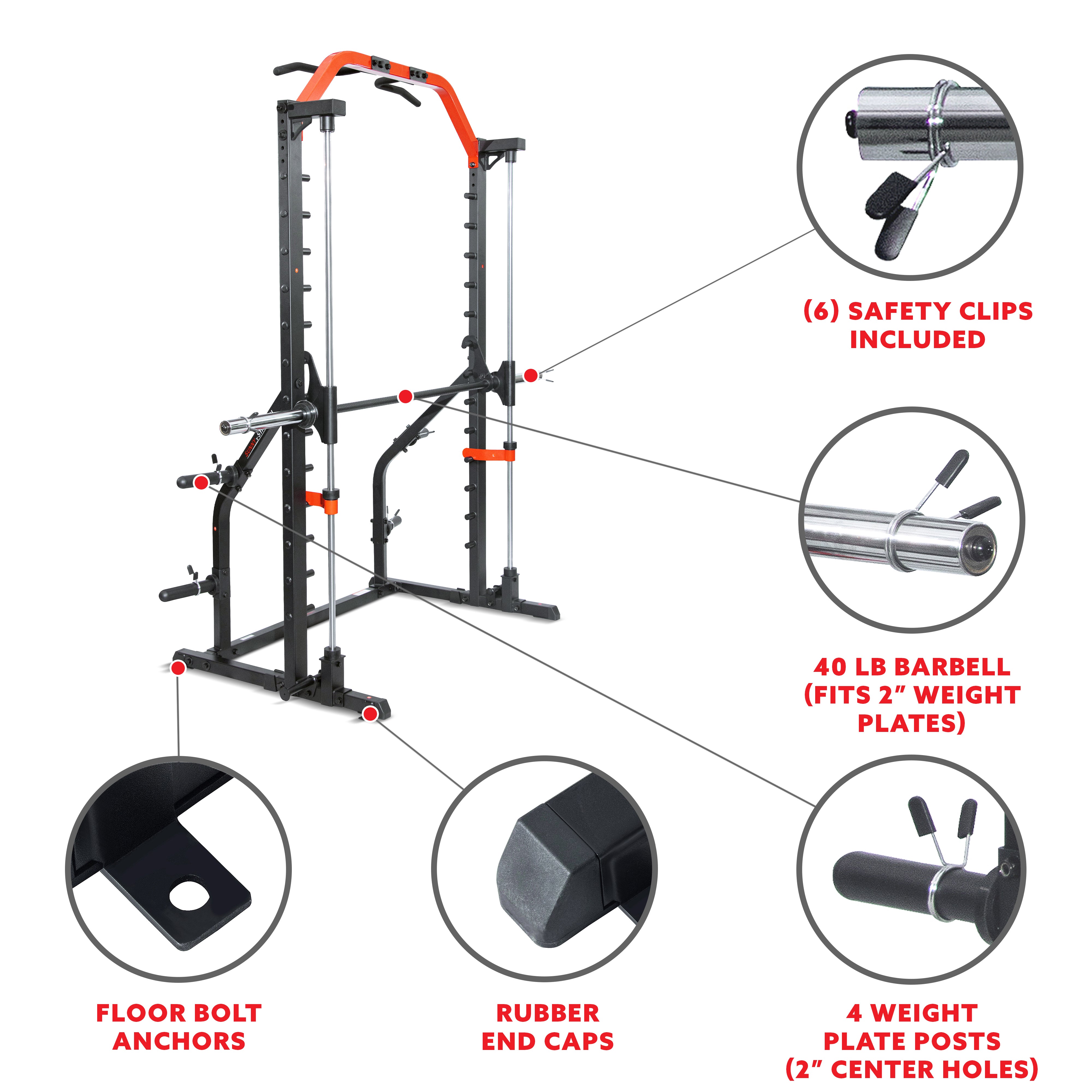 Sunny Health & Fitness Essential Series II Smith Machine Squat Rack - SF-XF920021