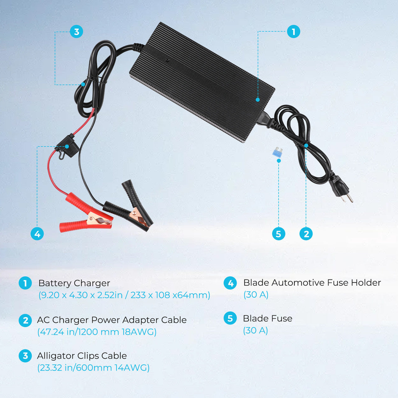 Renogy 20A AC-DC Battery Charger - Your Reliable Power Companion (G2 Version)