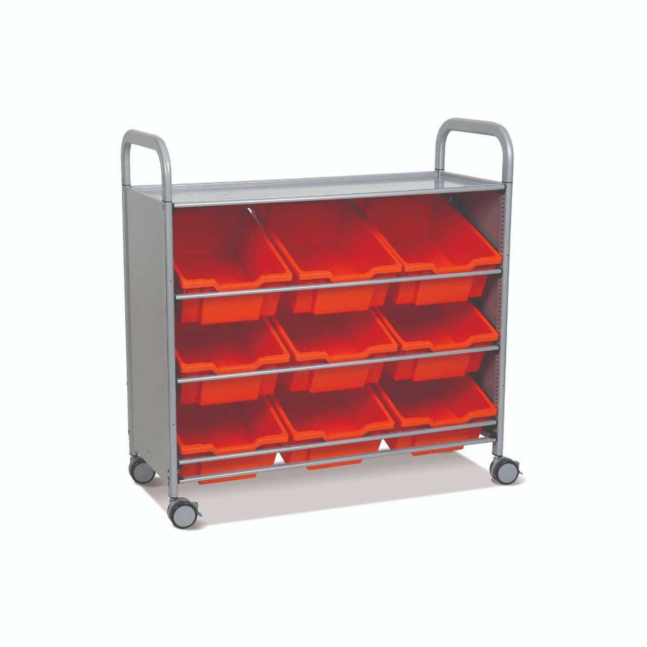 Gratnells Flame Red Callero Triple School Tilted Tray Cart - Ideal for Classroom Storage