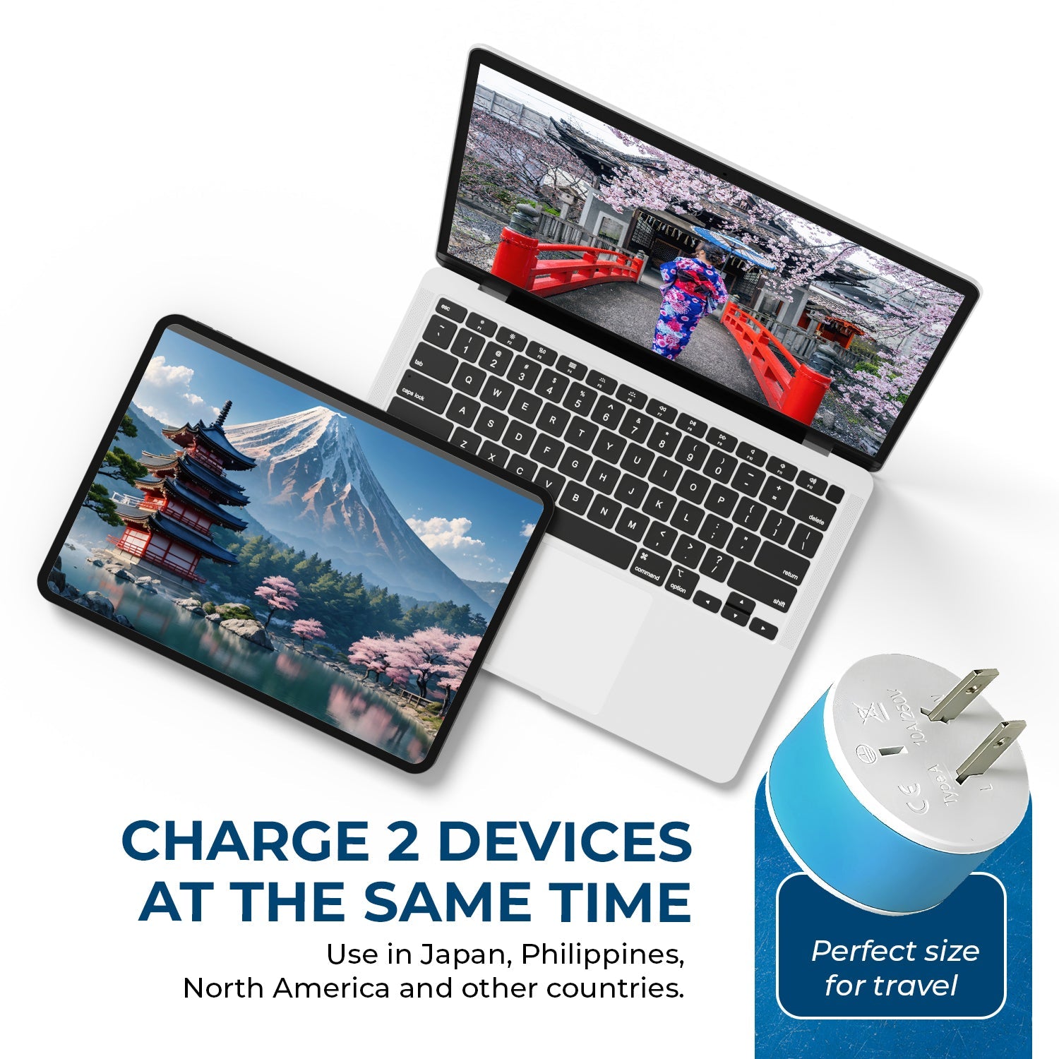 Universal Travel Adapter for Japan & Philippines - Compact 2-in-1 Type A (US-6)