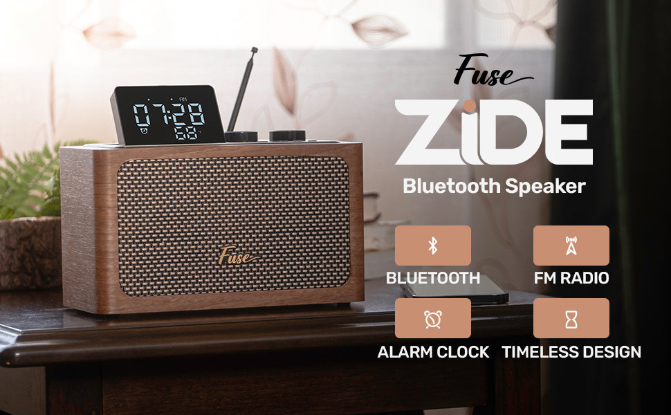 Fuse Rad-Zide-Br Retro Bluetooth Speaker with LCD, AM/FM Radio