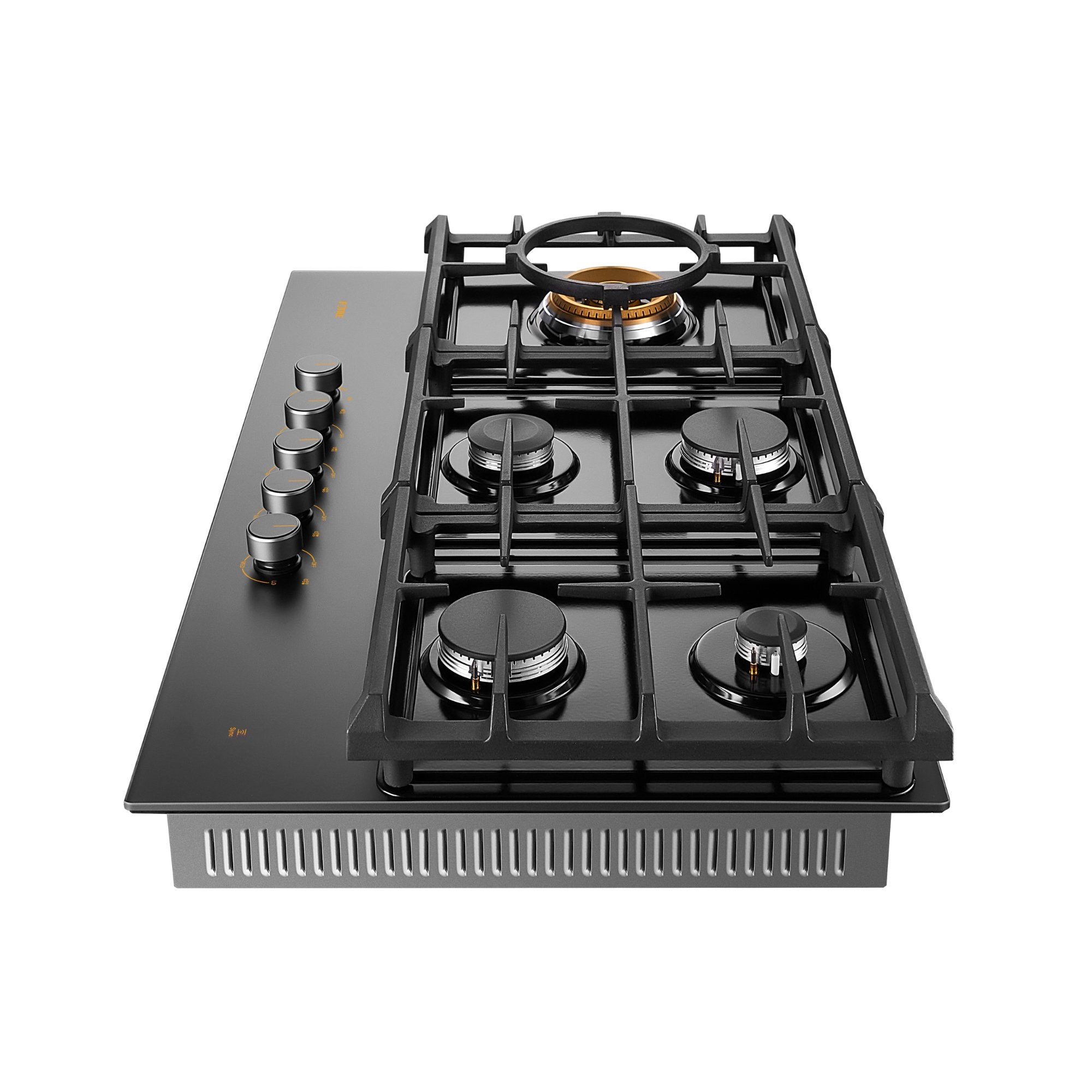 FOTILE GLG36501 36-Inch Anti-Glare Glass Tri-Ring Gas Cooktop with Moonshadow Grey Design