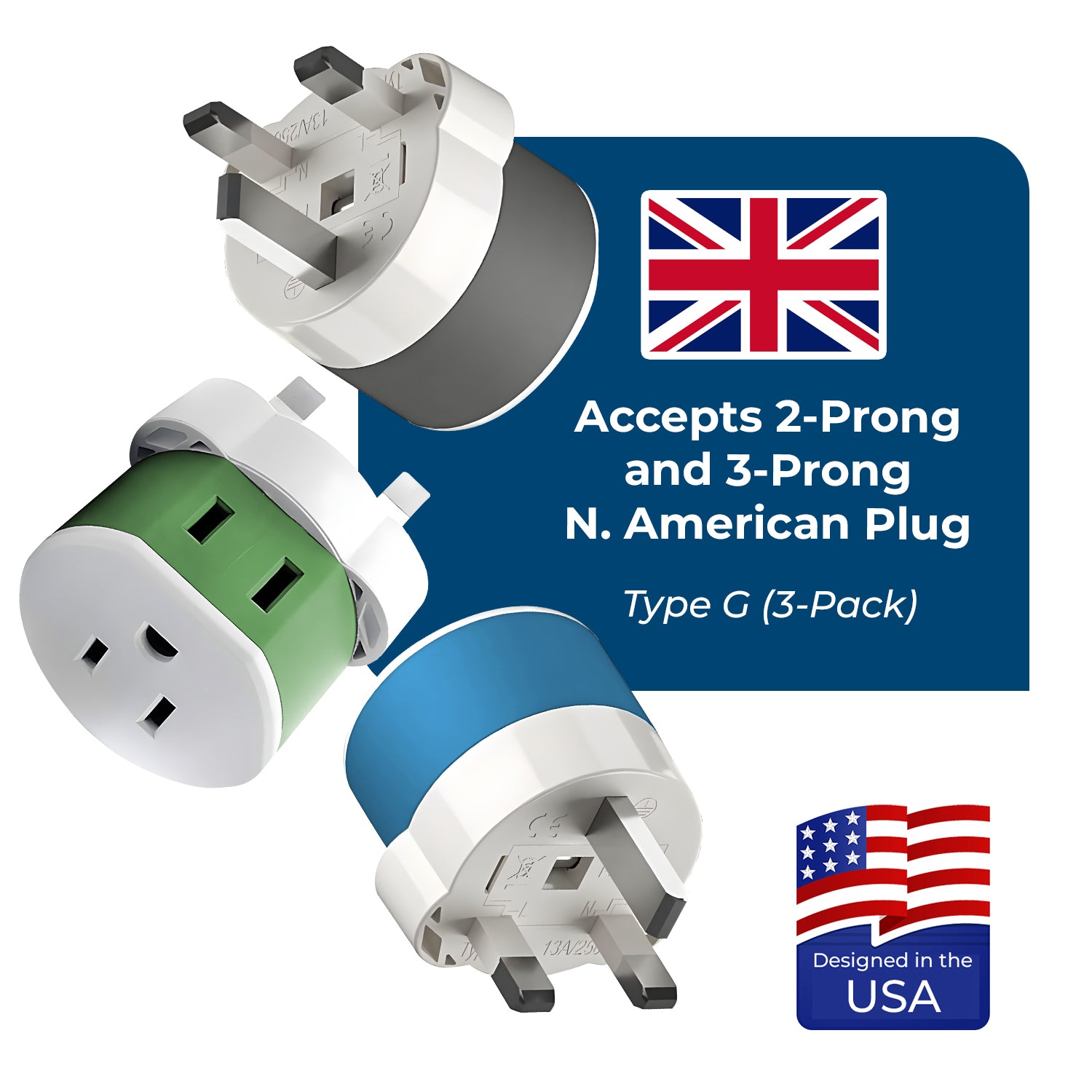 OREI US-7 Universal Travel Adapter - Compact 2-in-1 for UK & Dubai