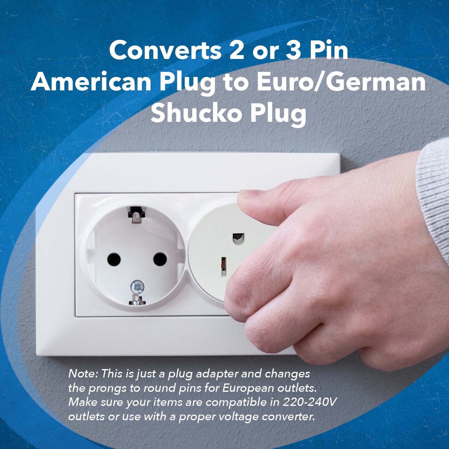 OREI Heavy Duty USA to European Schuko Plug Adapters - 2 Pack (GS20) - Your Travel Essential