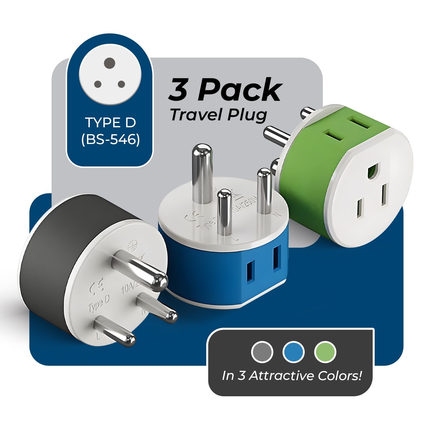 OREI US-10 Dual-Port Travel Adapter for India & Nepal - Compact & Versatile