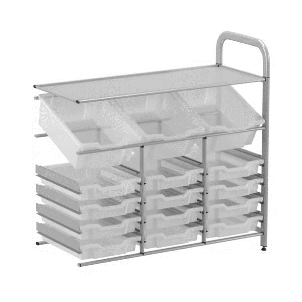Gratnells Callero Custom Low-Level Storage Unit - 3 Deep Tilting & 12 Shallow Trays