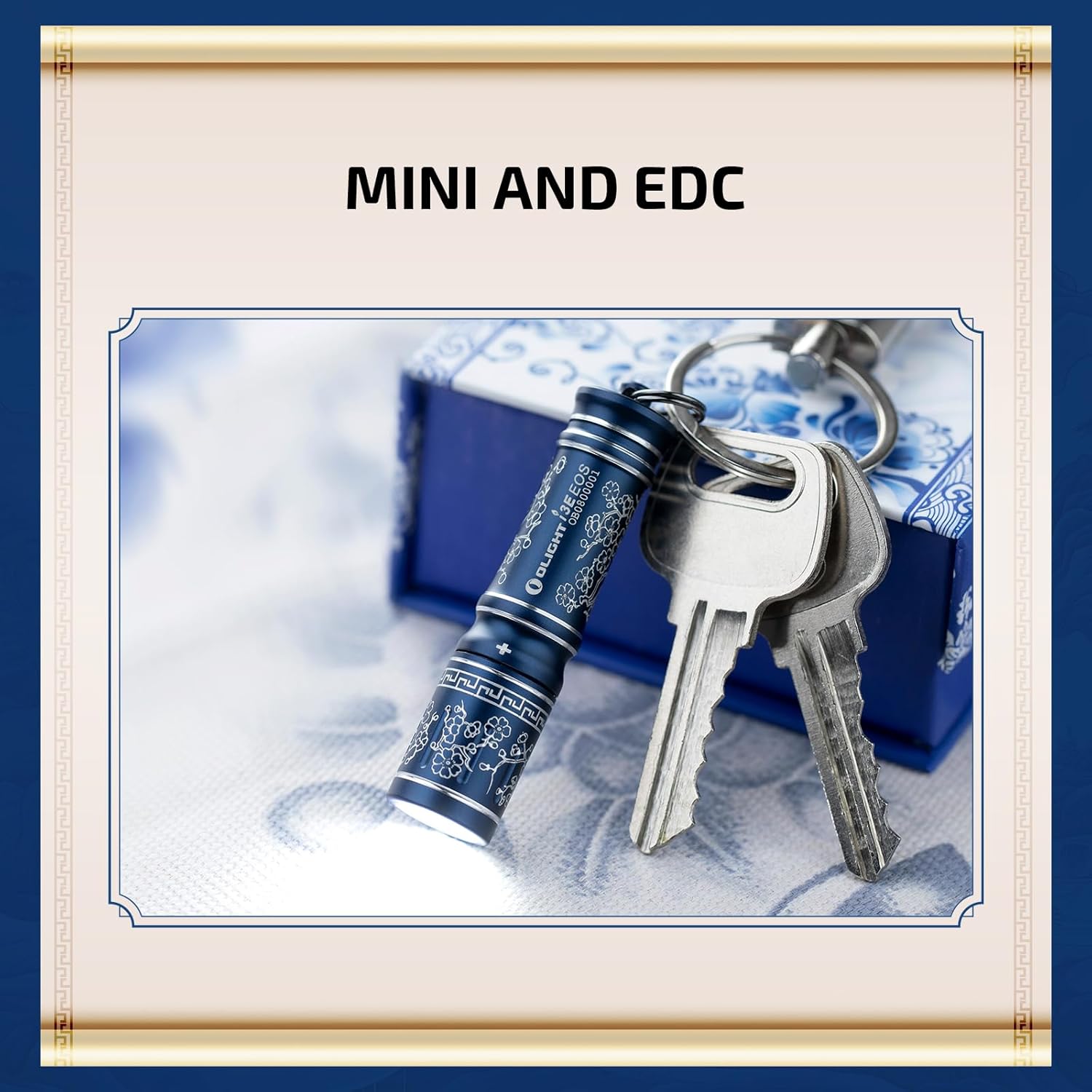 Blue Porcelain I3E Keychain Flashlight - Your Ultra-Portable Lighting Companion