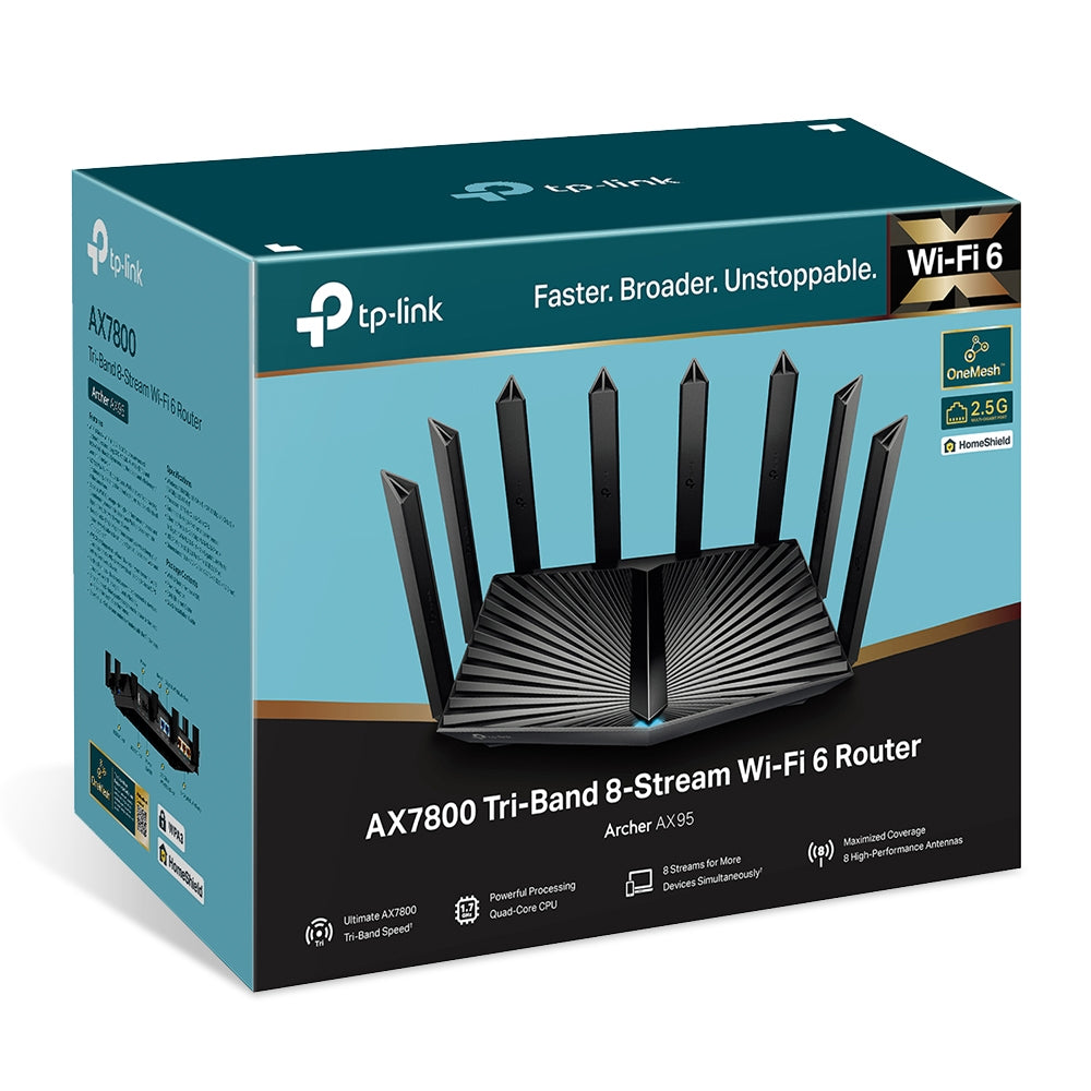TP-Link Archer AX95 Tri-Band Wi-Fi 6 Router - Lightning-Fast 2.5Gbps Wired Speed