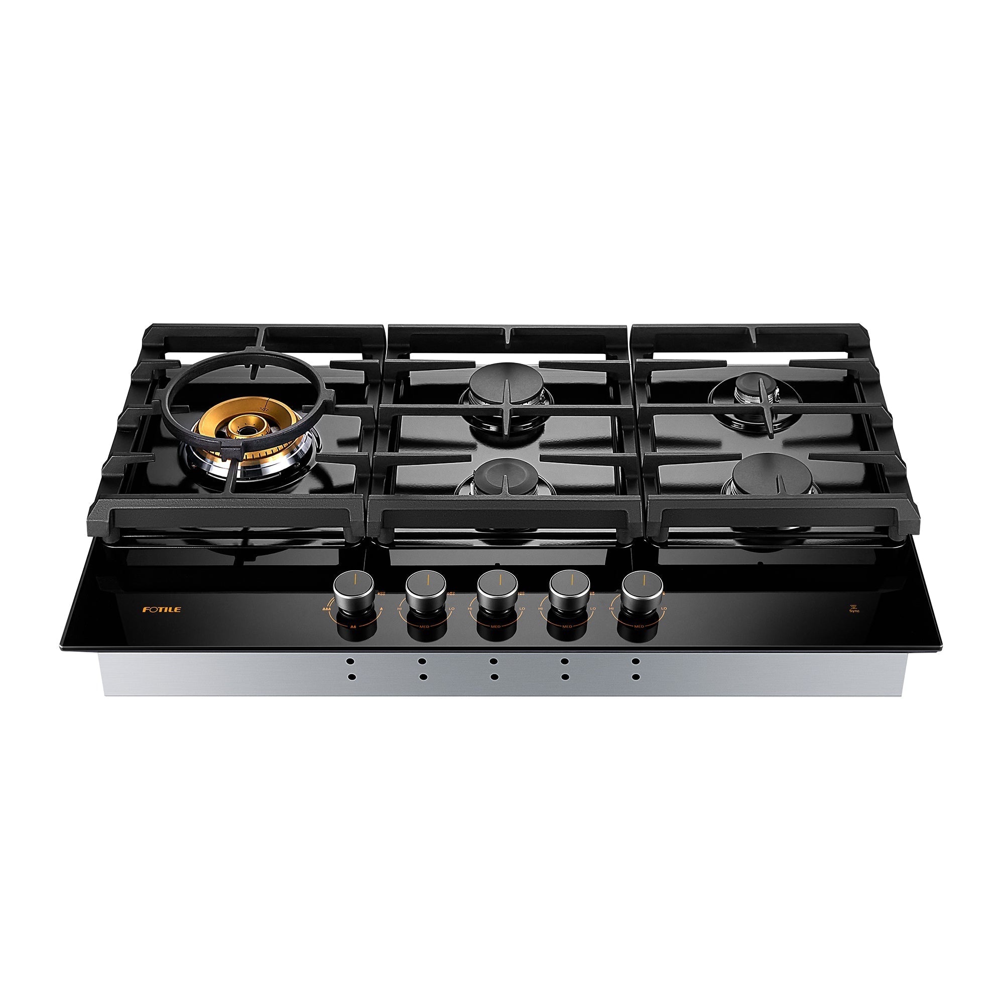 FOTILE GLG36501 36-Inch Anti-Glare Glass Tri-Ring Gas Cooktop with Moonshadow Grey Design