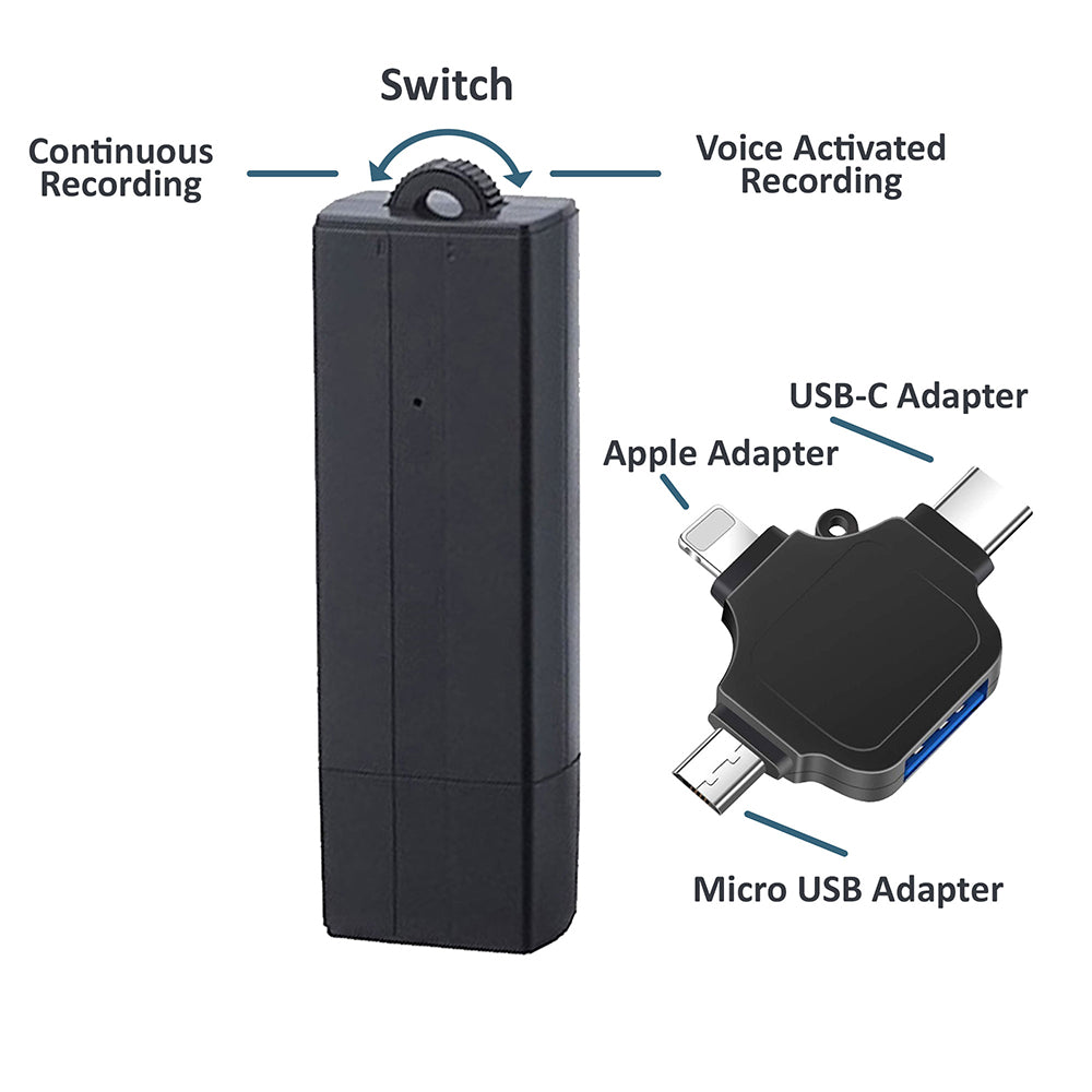 Long-Duration 8GB USB Audio Recorder with 25-Day Standby