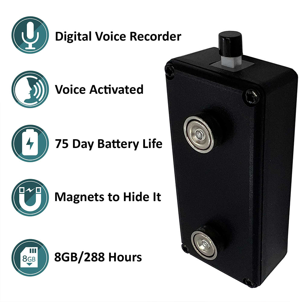 Black Vox 8GB Long Life Internal Mic Audio Recorder