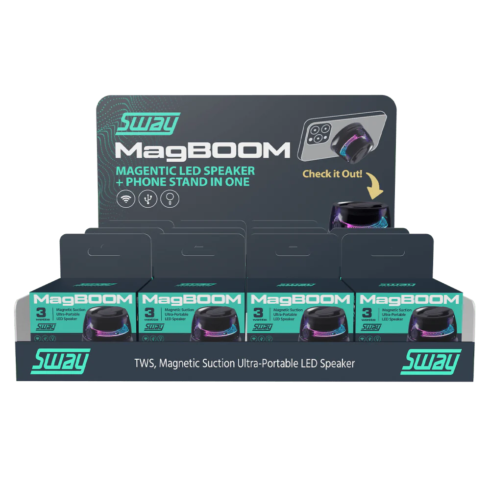 Sway Magboom 12-Pack LED Magnetic Bluetooth Party Speakers - Black