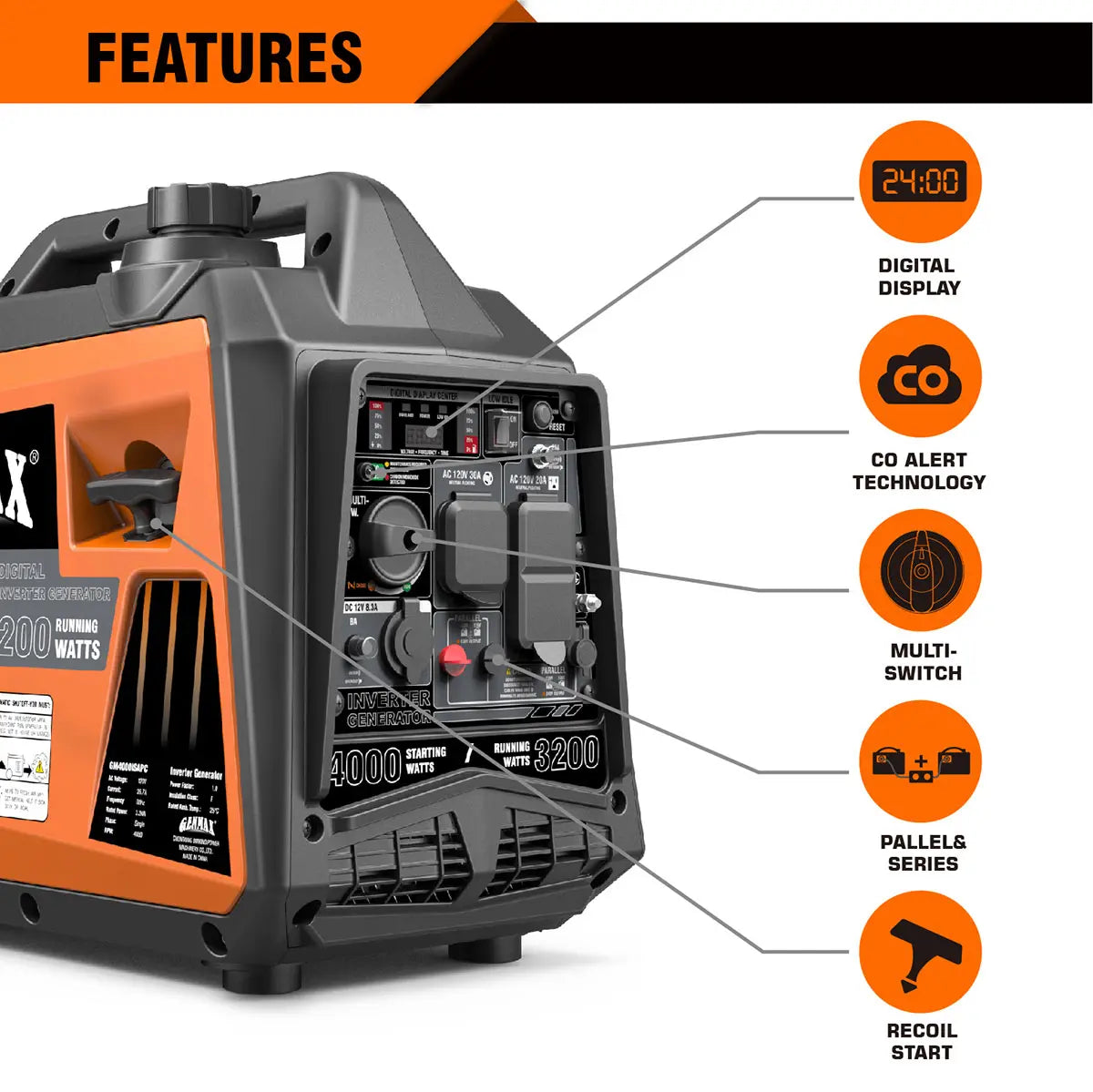 Genmax GM4000iSAPC 4000W Ultra-Quiet Gasoline Inverter Generator - Your Powerhouse on the Go