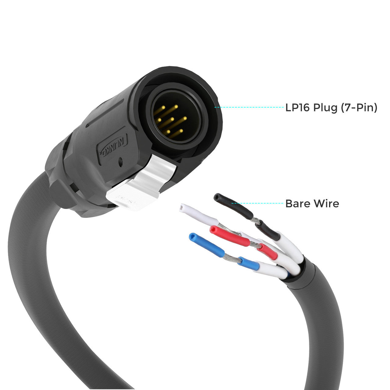 Renogy LP16 Plug (7-Pin) to Bare Wire 2Ft Communication Cable - Your Ideal Energy System Connector