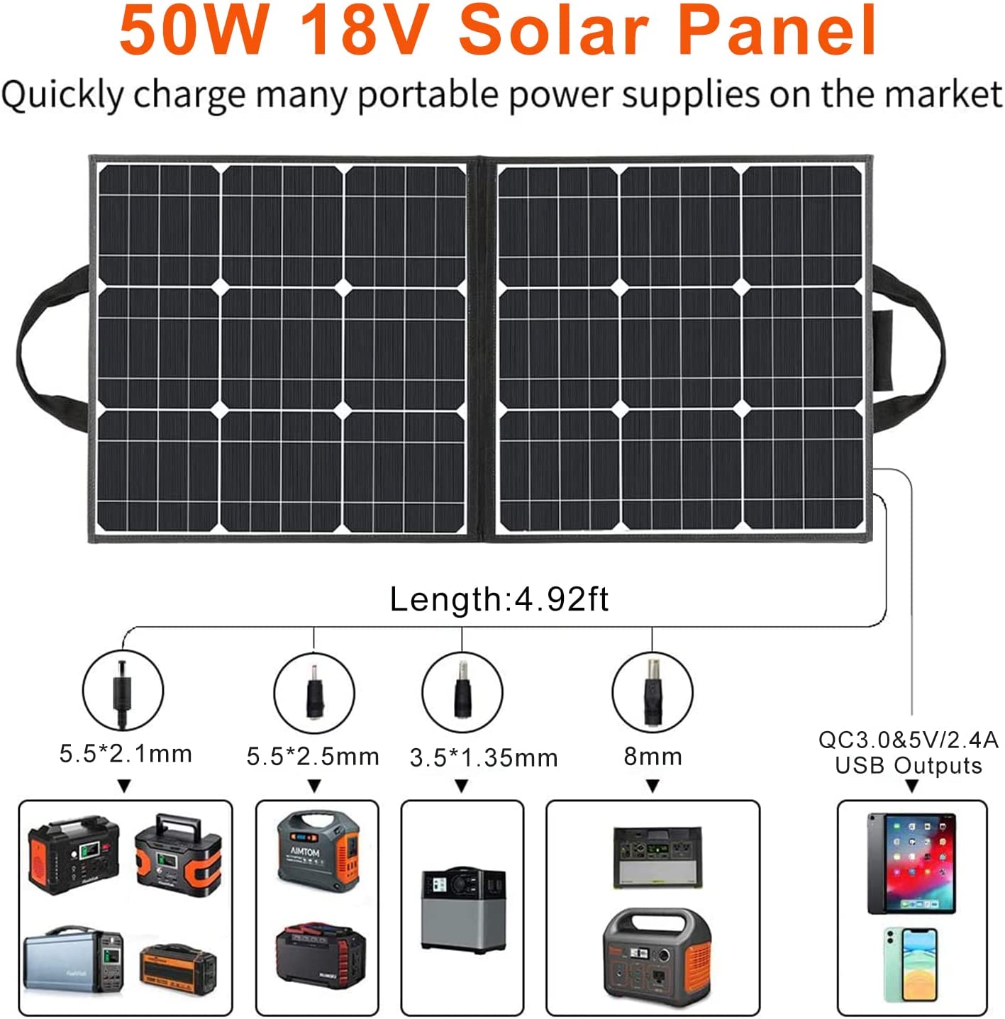 Flashfish 50W 18V Foldable Solar Charger - Your Portable Powerhouse