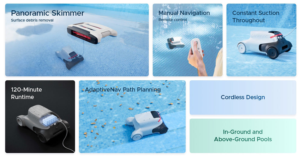 Genkinno P2 Cordless Robotic Pool Cleaner - Effortless Pool Cleaning Solution