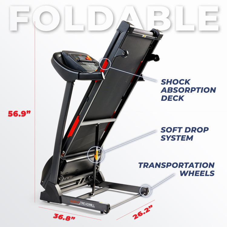 Sunny Health & Fitness SF-T7705SMART Premium Folding Auto-Incline Smart Treadmill with Exclusive SunnyFit App and Enhanced Bluetooth Connectivity