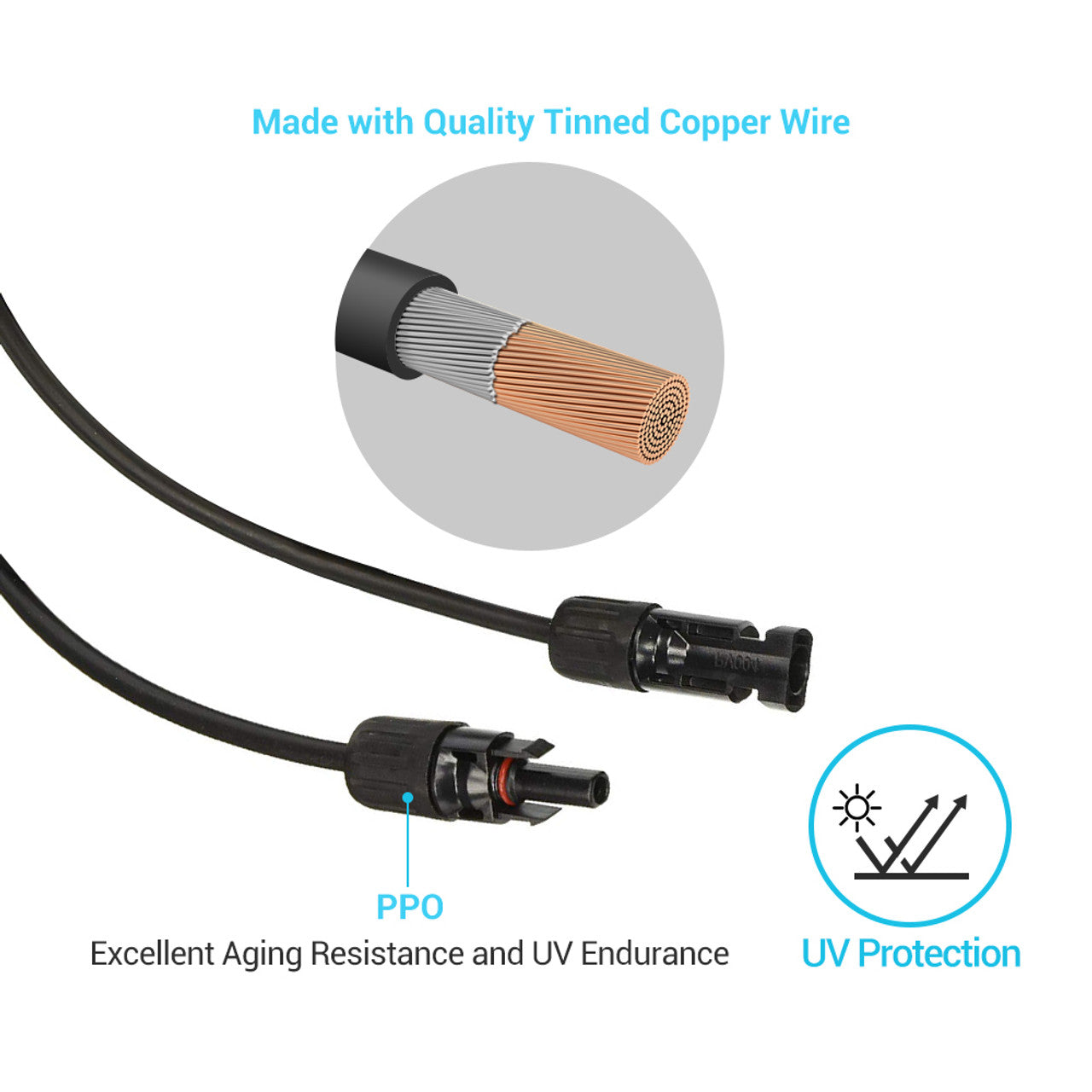 Renogy 40Ft 10AWG Solar Panel Extension Cable: Expand Your Solar Power System with Ease