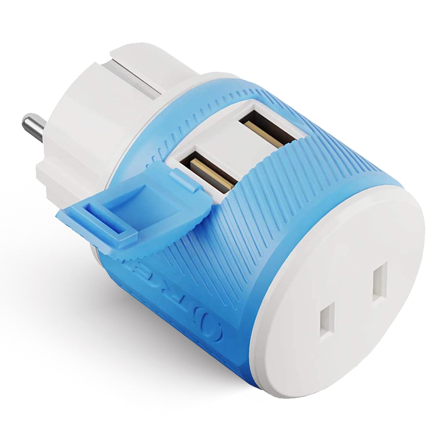 OREI Compact 3-in-1 Travel Adapter for Europe, France - 2 USB Ports, Type E/F Plug (U2U-9)