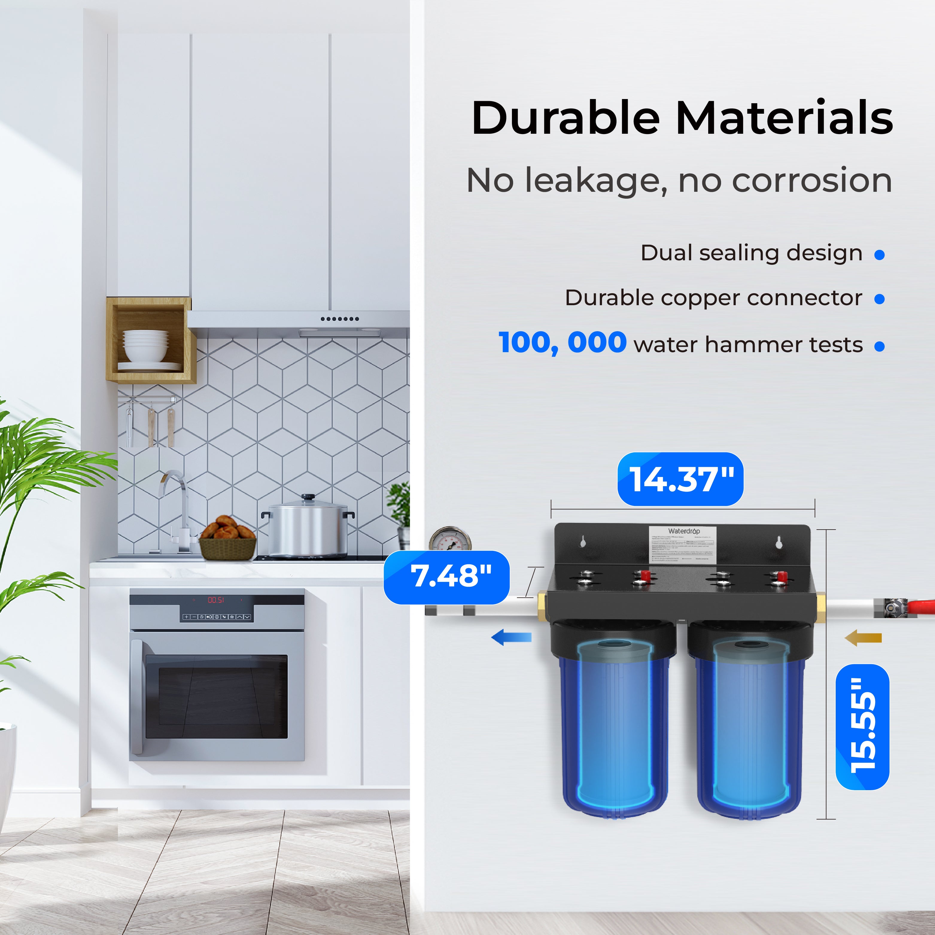 Waterdrop 2-Stage Whole House Water Filter: Remove Iron & Manganese Effortlessly