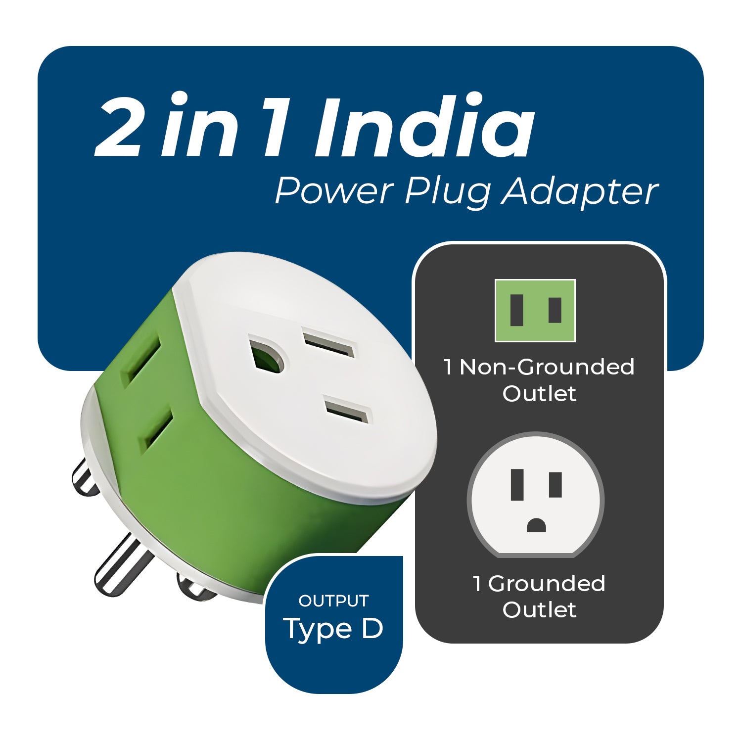 OREI US-10 Dual-Port Travel Adapter for India & Nepal - Compact & Versatile