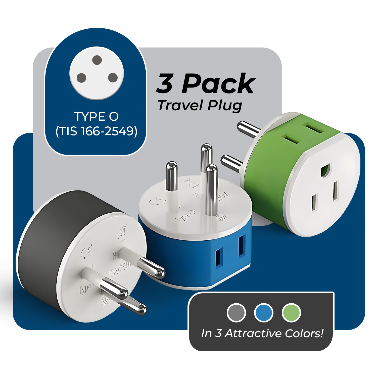 OREI Thailand Travel Adapter - Compact 2-in-1 Type O (US-18)