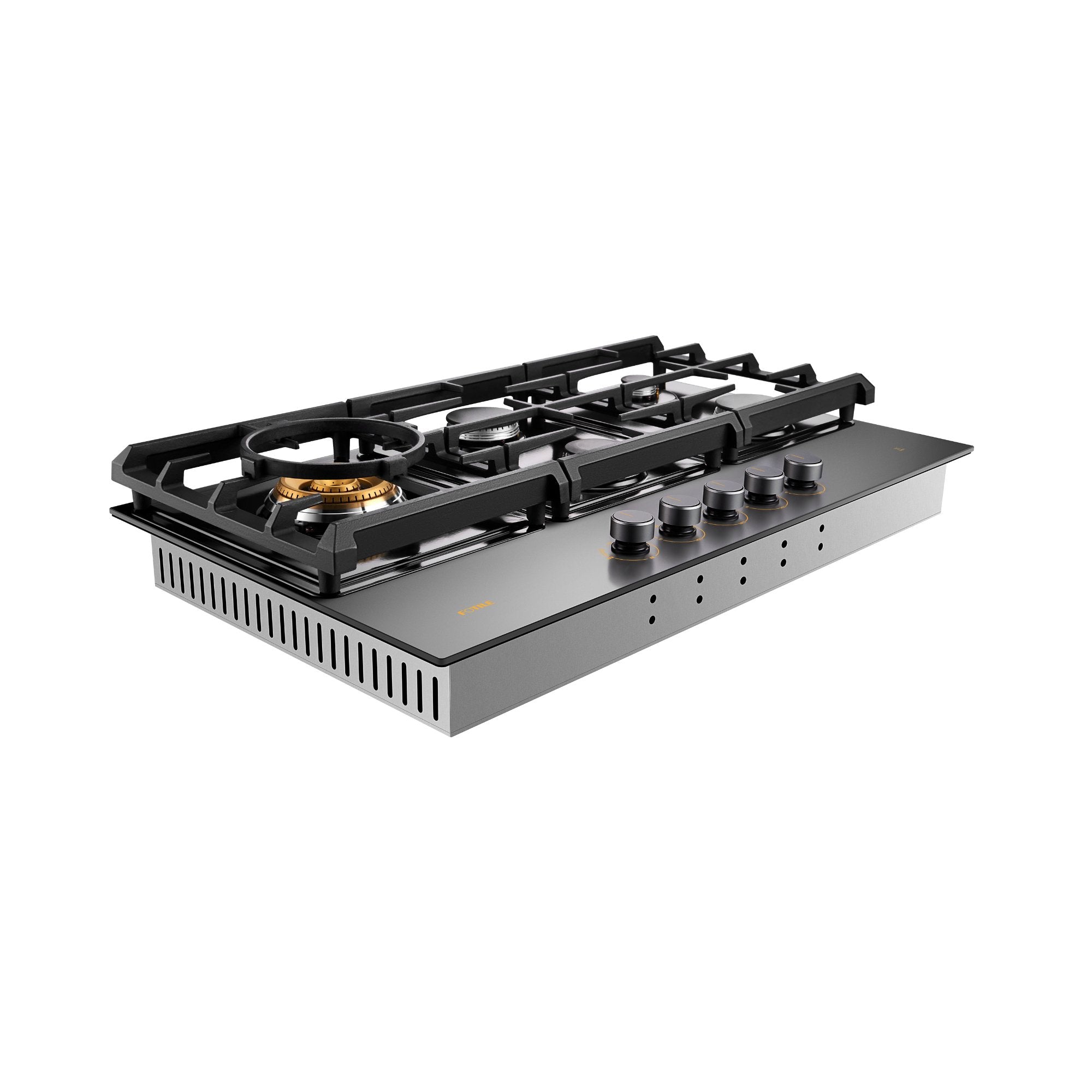 FOTILE GLG36501 36-Inch Anti-Glare Glass Tri-Ring Gas Cooktop with Moonshadow Grey Design