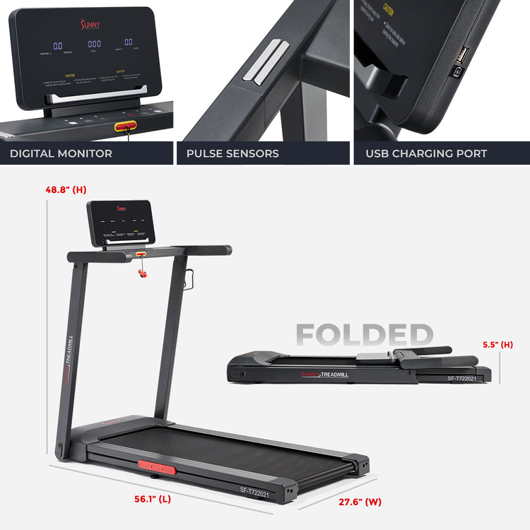 Sunny Health & Fitness Bluetooth-Enabled Interactive Slim Treadmill SF-T722021