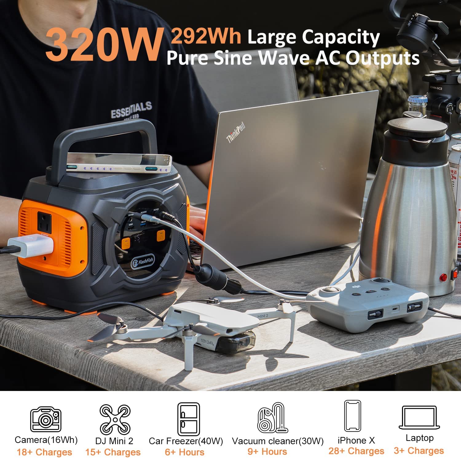 Flashfish 320W Portable Powerhouse: Your Ultimate Backup for Home, RV, Camping & More