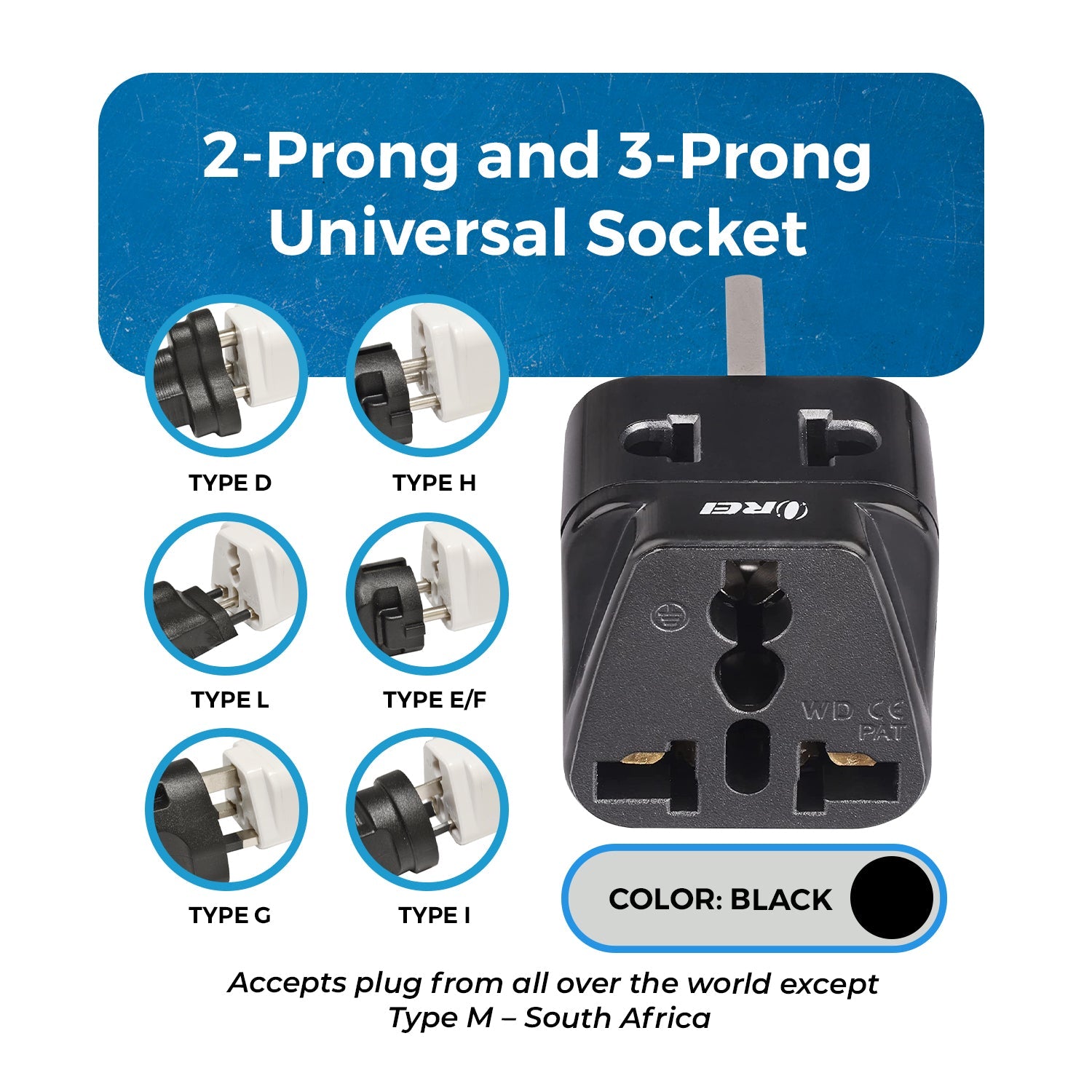 OREI DB-7 Compact 2-in-1 UK & Hong Kong Travel Adapter