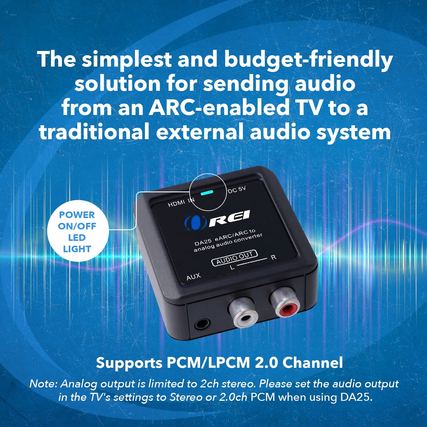 OREI DA25 HDMI ARC/eARC to Analog Audio Converter - Enjoy Seamless Audio Connectivity