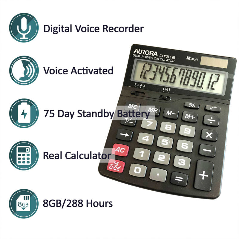 StealthVox 8GB Long Life Audio Recorder - The Discreet Calculator