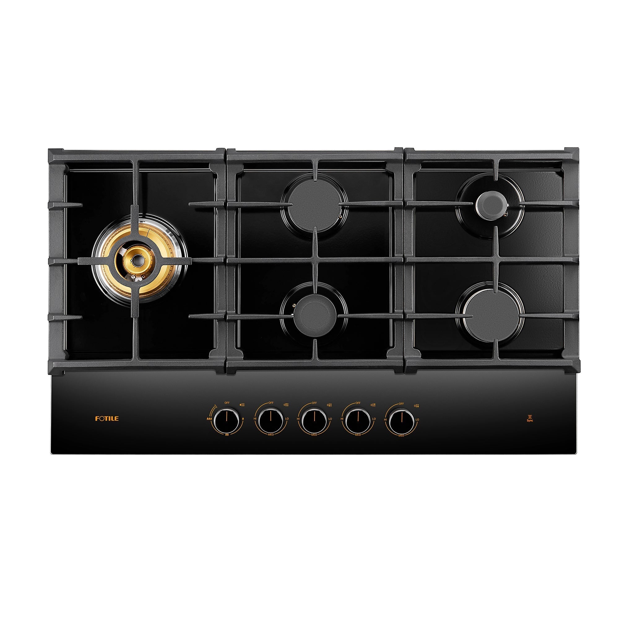 FOTILE GLG36501 36-Inch Anti-Glare Glass Tri-Ring Gas Cooktop with Moonshadow Grey Design