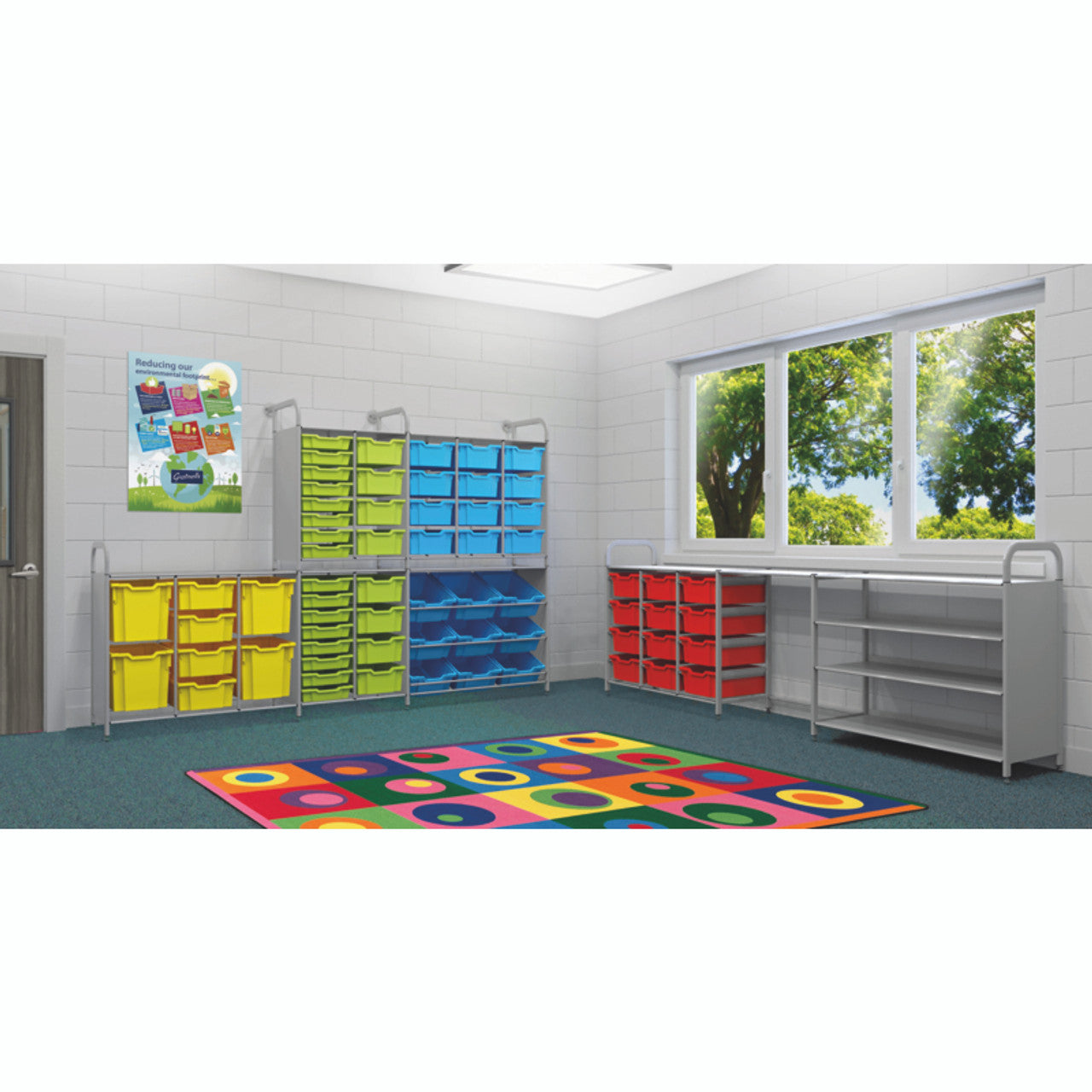 Gratnells Callero Custom Low-Level Storage Unit - 3 Deep Tilting & 12 Shallow Trays