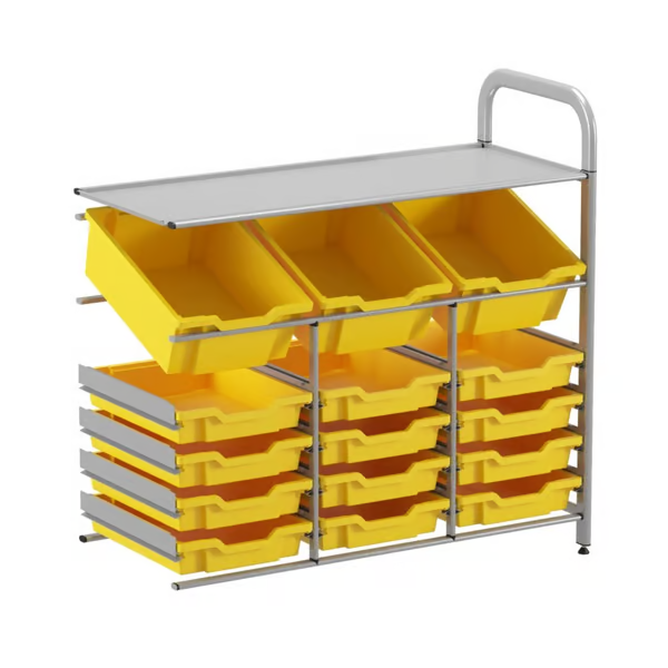 Gratnells Callero Custom Low-Level Storage Unit - 3 Deep Tilting & 12 Shallow Trays