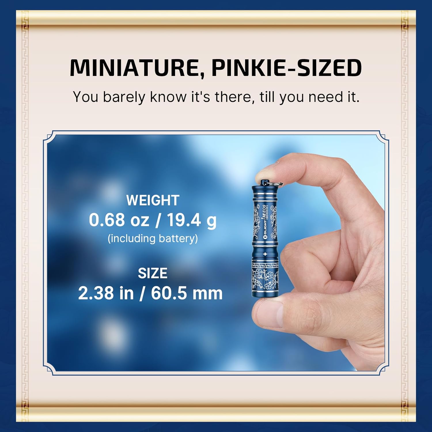 Blue Porcelain I3E Keychain Flashlight - Your Ultra-Portable Lighting Companion