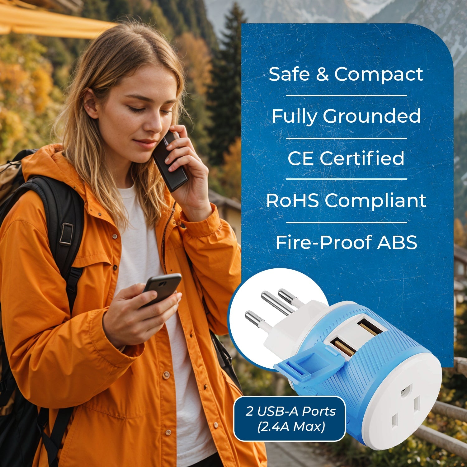 Compact Switzerland Travel Adapter - 3 in 1 with 2 USB Ports - Your Ideal Travel Companion