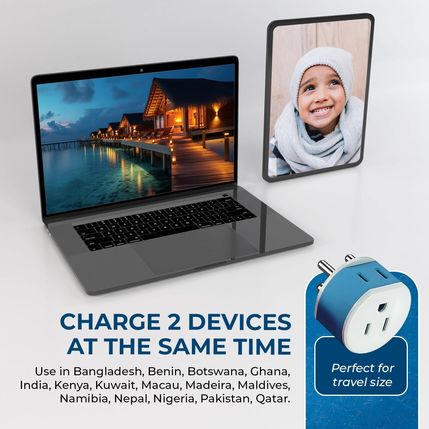 OREI US-10 Dual-Port Travel Adapter for India & Nepal - Compact & Versatile